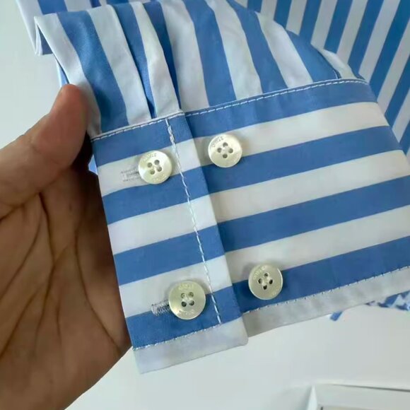 NWT STAUD Alita Tunic Shirt Dress Medium Blue White Stripe Causal - Picture 9 of 11